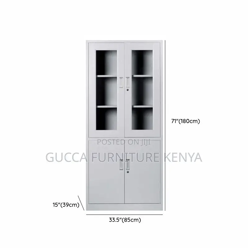 Office Cabinet:2-door Gray Assembled Office Storage Unit