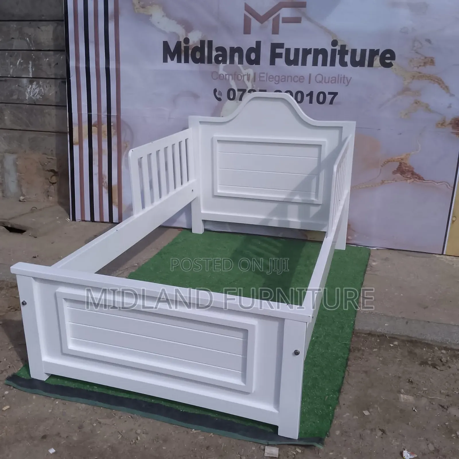 Single White Bed for Children With Protection Barriers