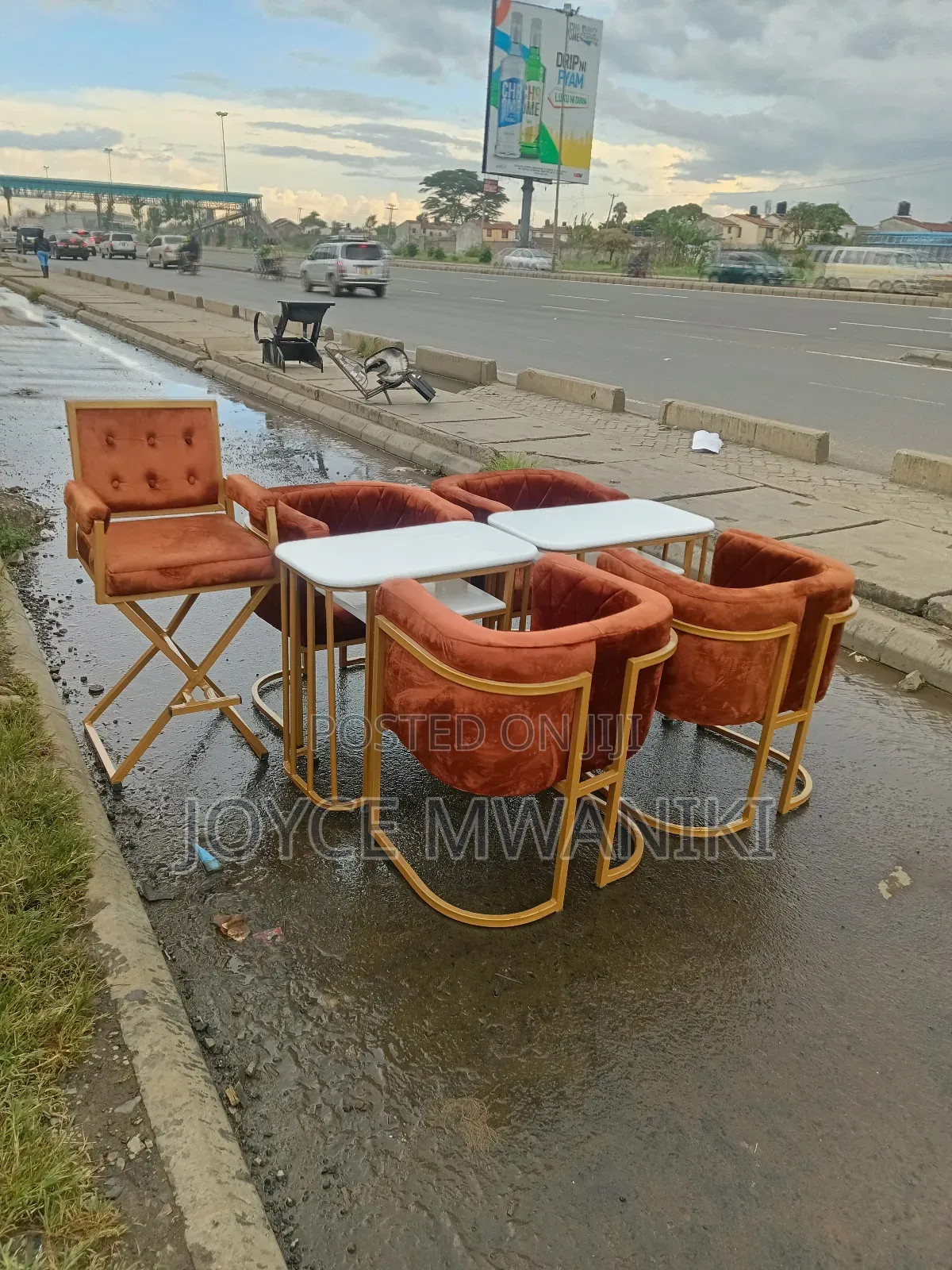 Makeup Seat and 2 Manicure Sets Burnt Orange 