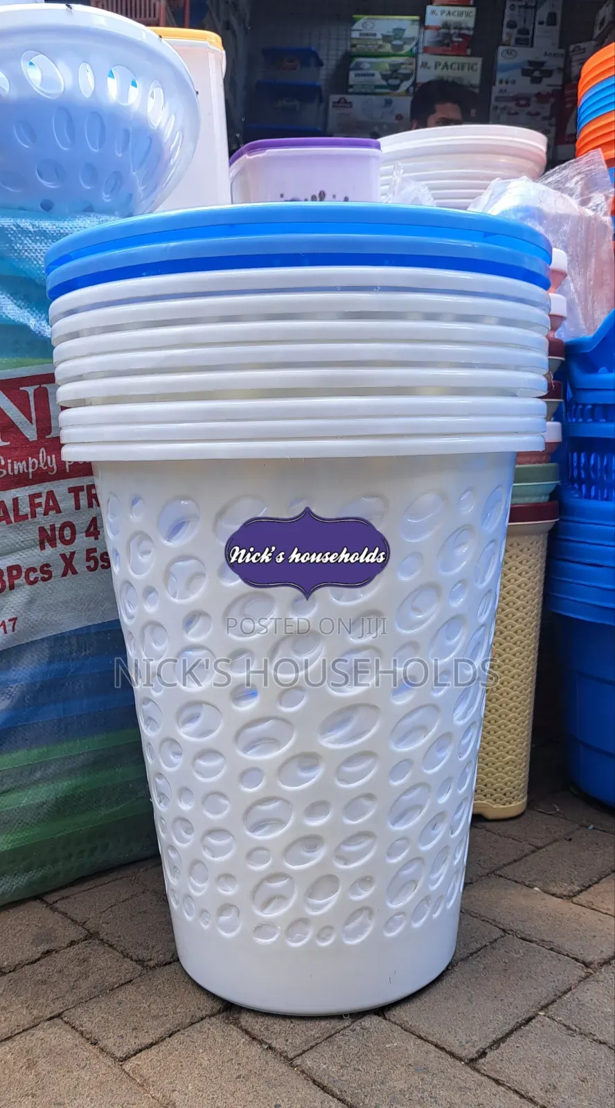 Perforated Plastic Basket for Laundry