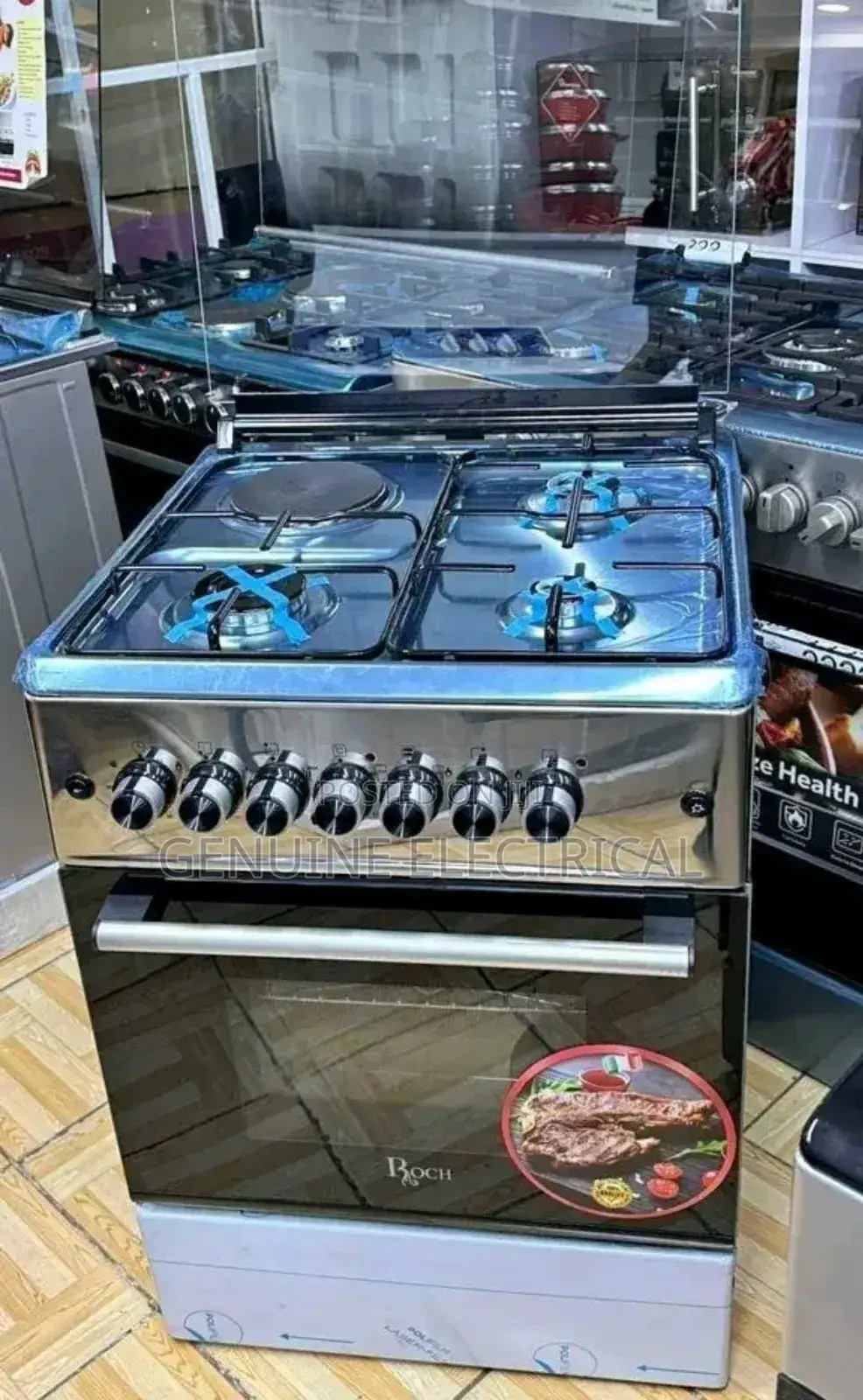 Roch 60×60, 3 Gas 1 Electric Cooker (Stainless Steel)