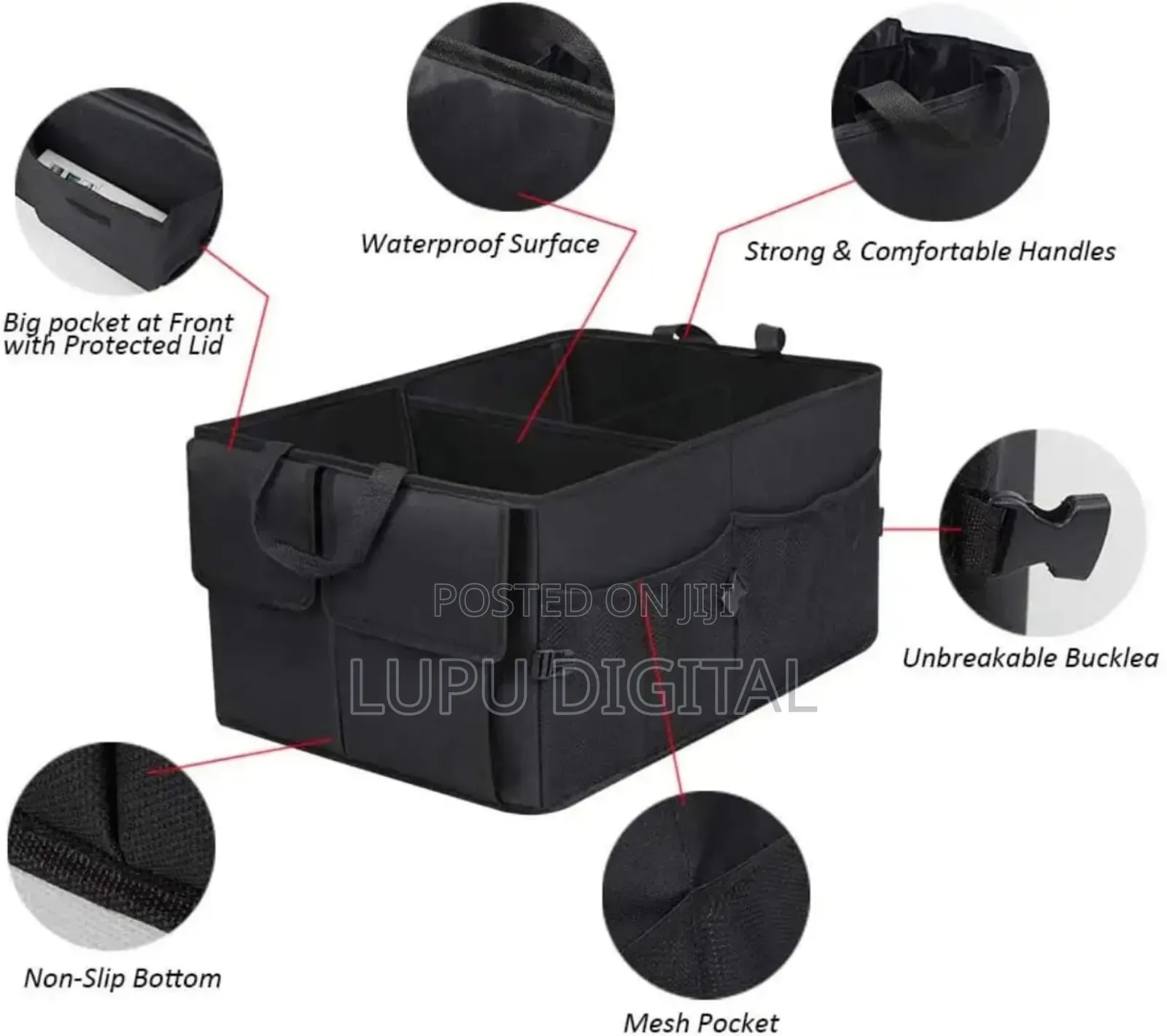 Heavy Duty Foldable Car Boot Organizer With Compartments