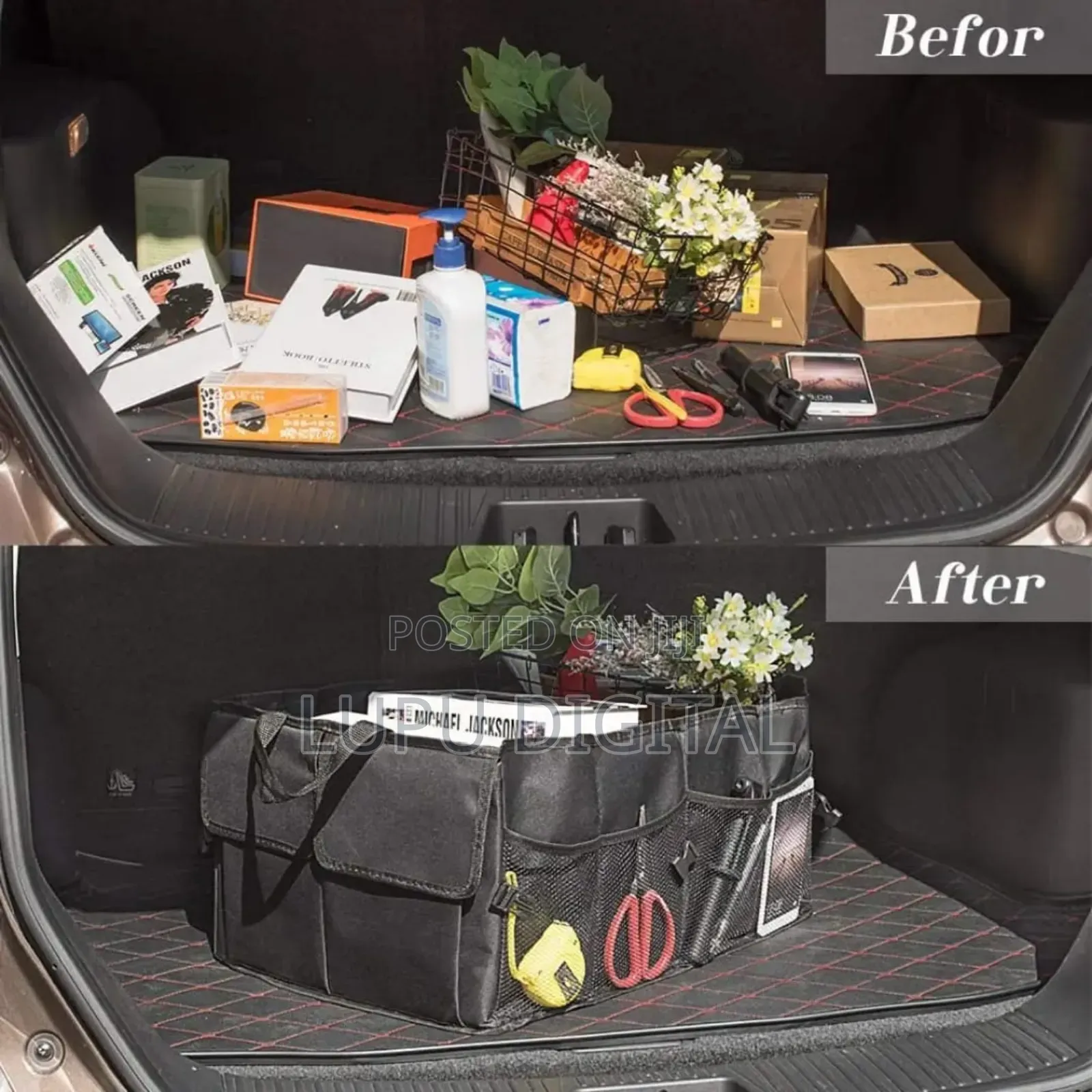 Heavy Duty Foldable Car Boot Organizer With Compartments