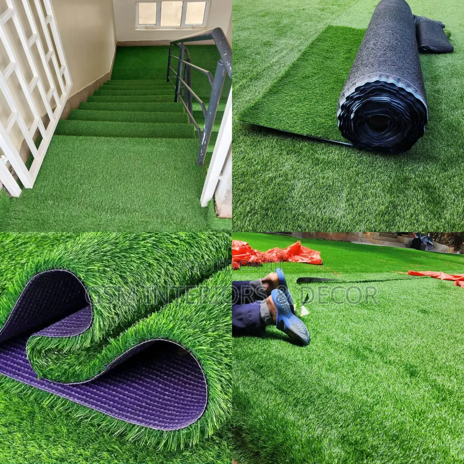 Stairs Green Grass Artificial Grass Carpets Opt