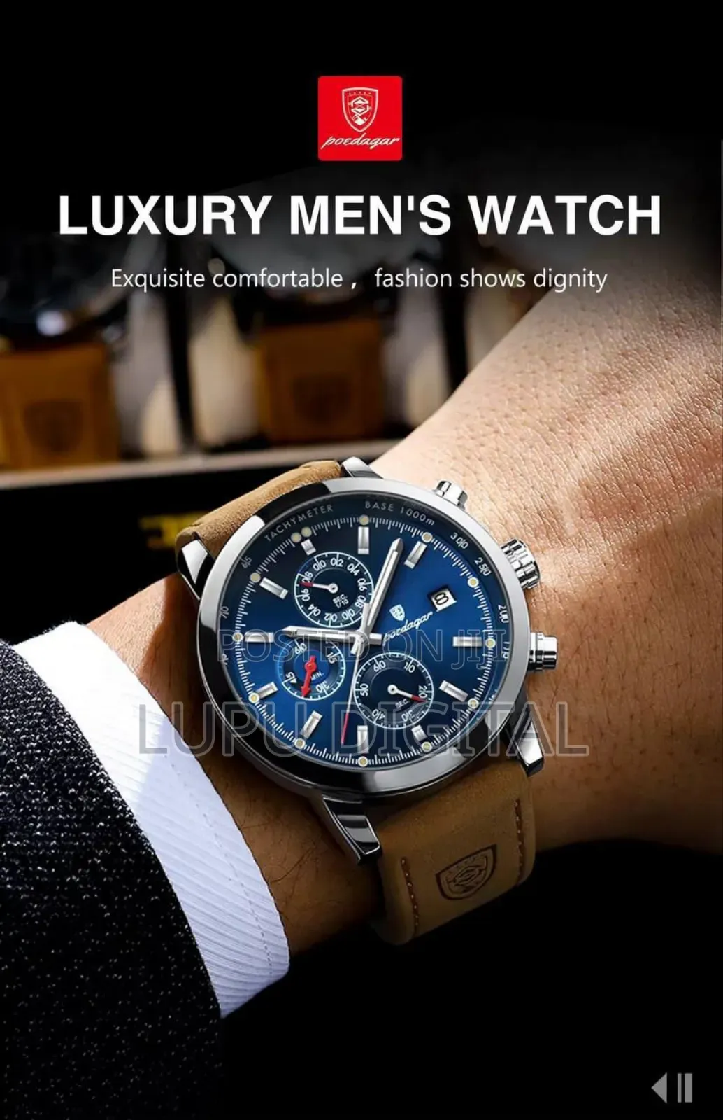 Poedagar Chronograph Gents Watch Chronograph Movement