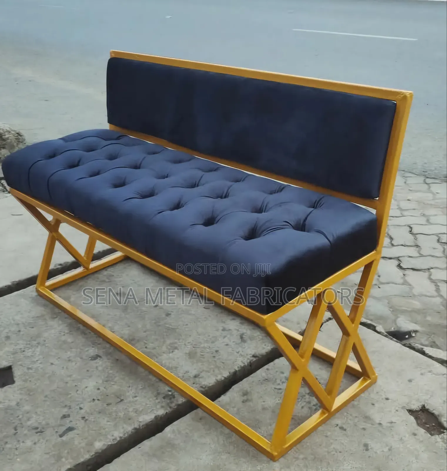 Benches With Backrests and Gold Metal Frame