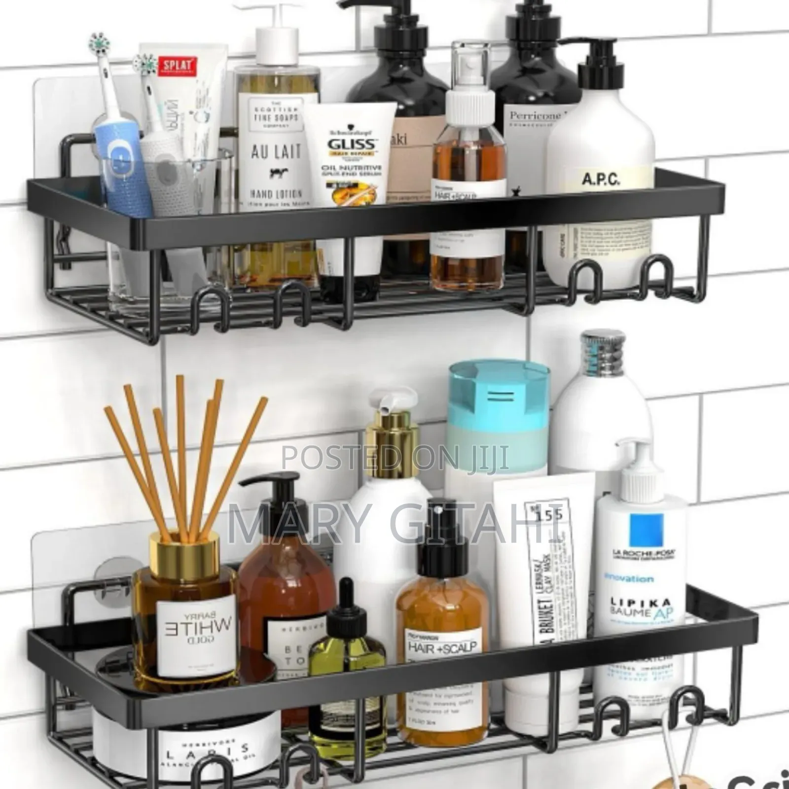 Multipurpose 2pcs Set Tshower Caddy Shelf/ Wall Organizer*