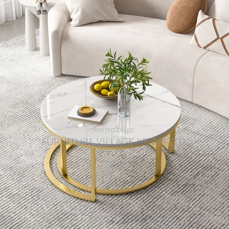 Coffee Table:Compact Round Coffee Table With Steel Structure