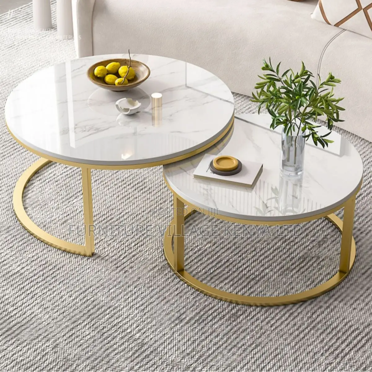 Coffee Table:Compact Round Coffee Table With Steel Structure