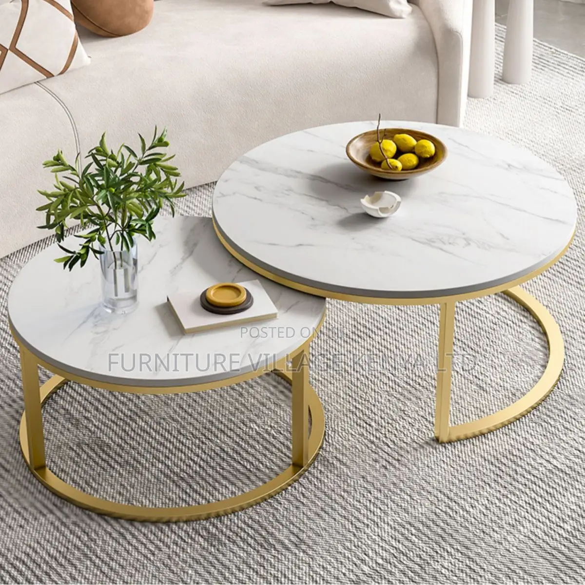 Coffee Table:Compact Round Coffee Table With Steel Structure