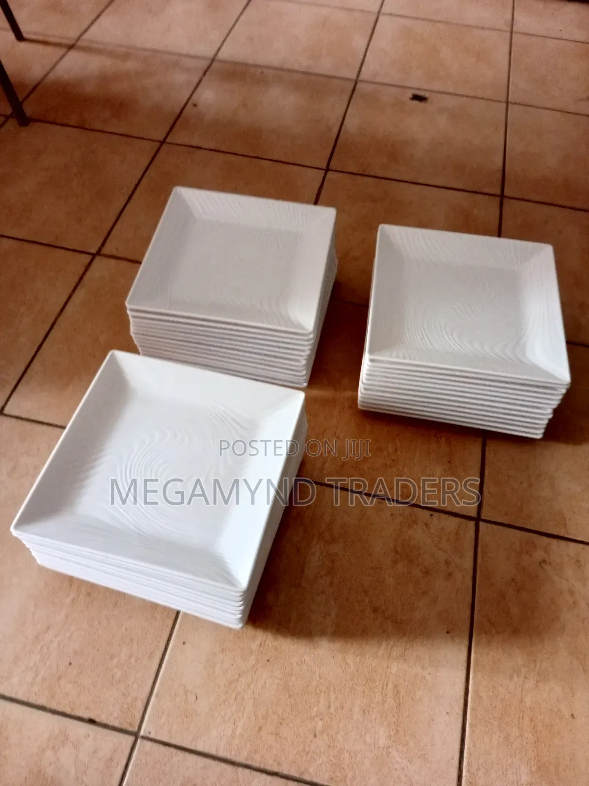 12pc Melamine Square Dinner/Dinner Plate White