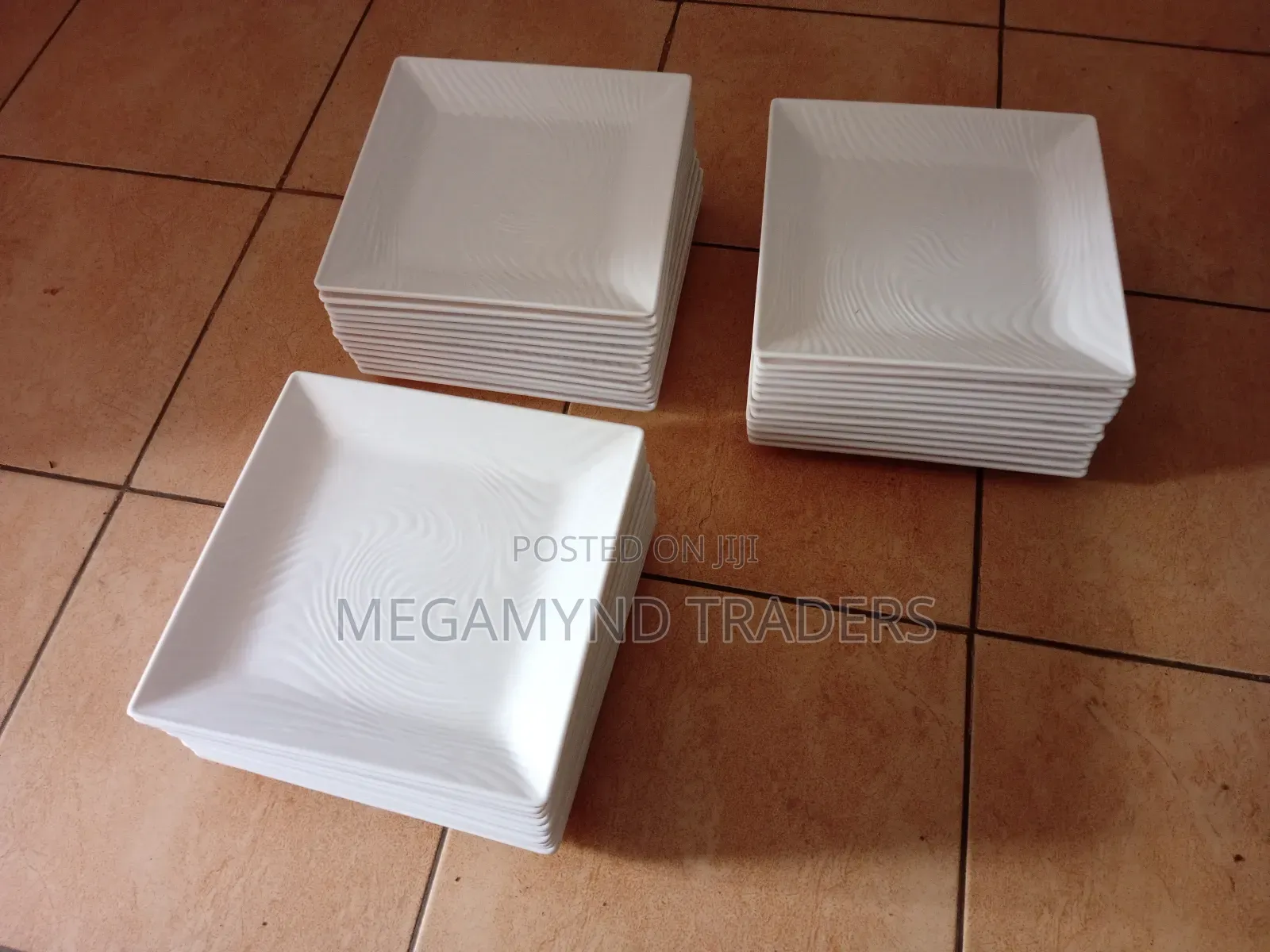 12pc Melamine Square Dinner/Dinner Plate White