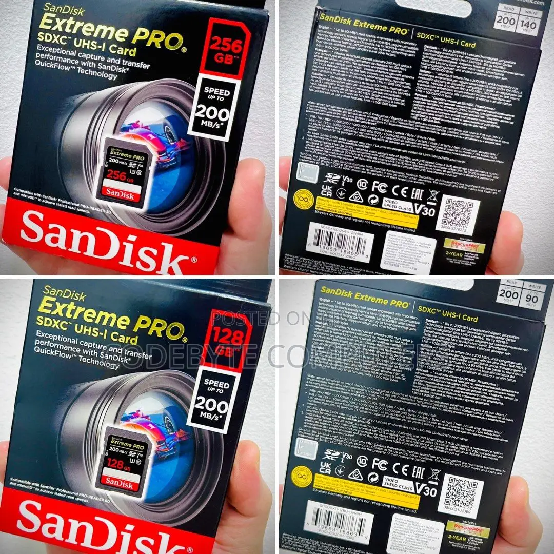 Sandisk Extreme Pro 256gb Sd Card Up to 200mb/S - 256gb