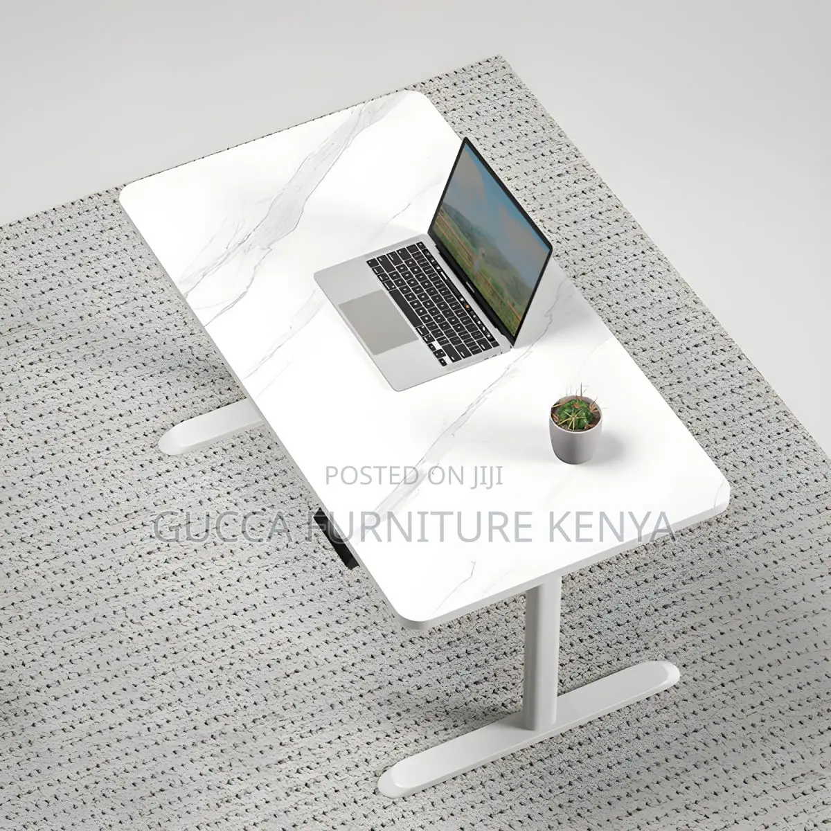 Office Tables:120cm Electric White Desk With Steel Support