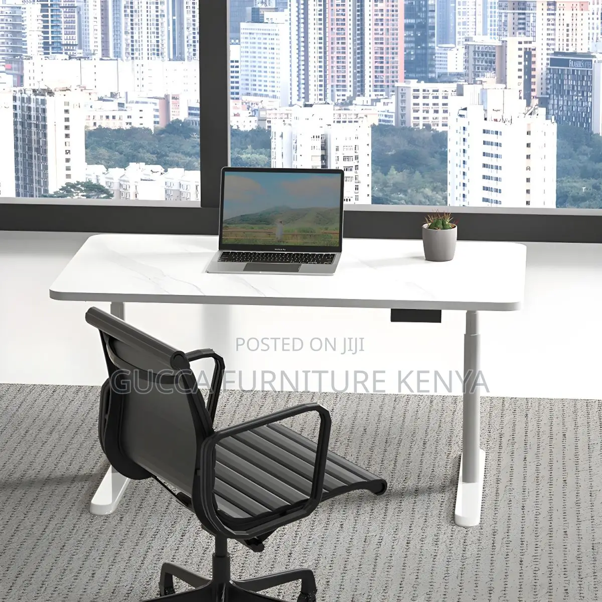 Office Tables:120cm Electric White Desk With Steel Support