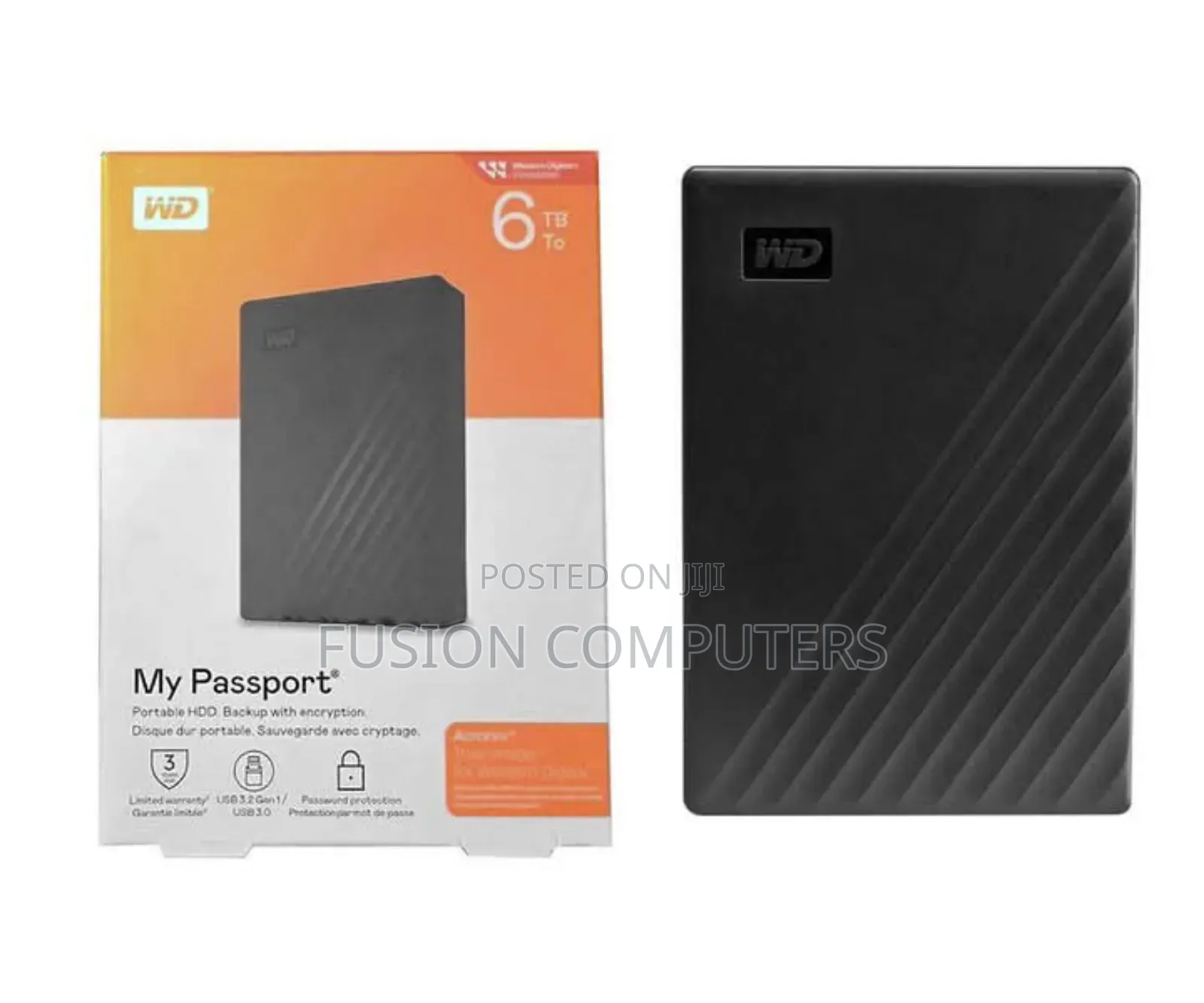 Wd 6tb My Passport, Portable External Hard Drive, Black