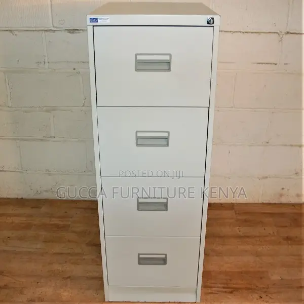Cabinets: Silverline Light Grey 4-Drawer Filing Cabinet