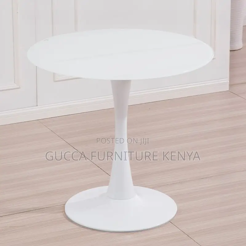 Dining Tables:Dining Rounded Table With White Vitreous Top