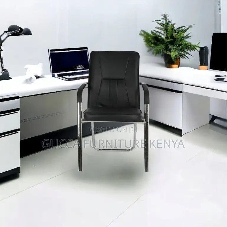 Office Chairs: Low Back Fixed Leather Office Chair With Arms