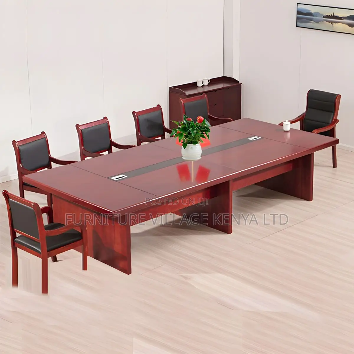 Boardroom Tables: Large Red Wood Boardroom Table – 3 Meters