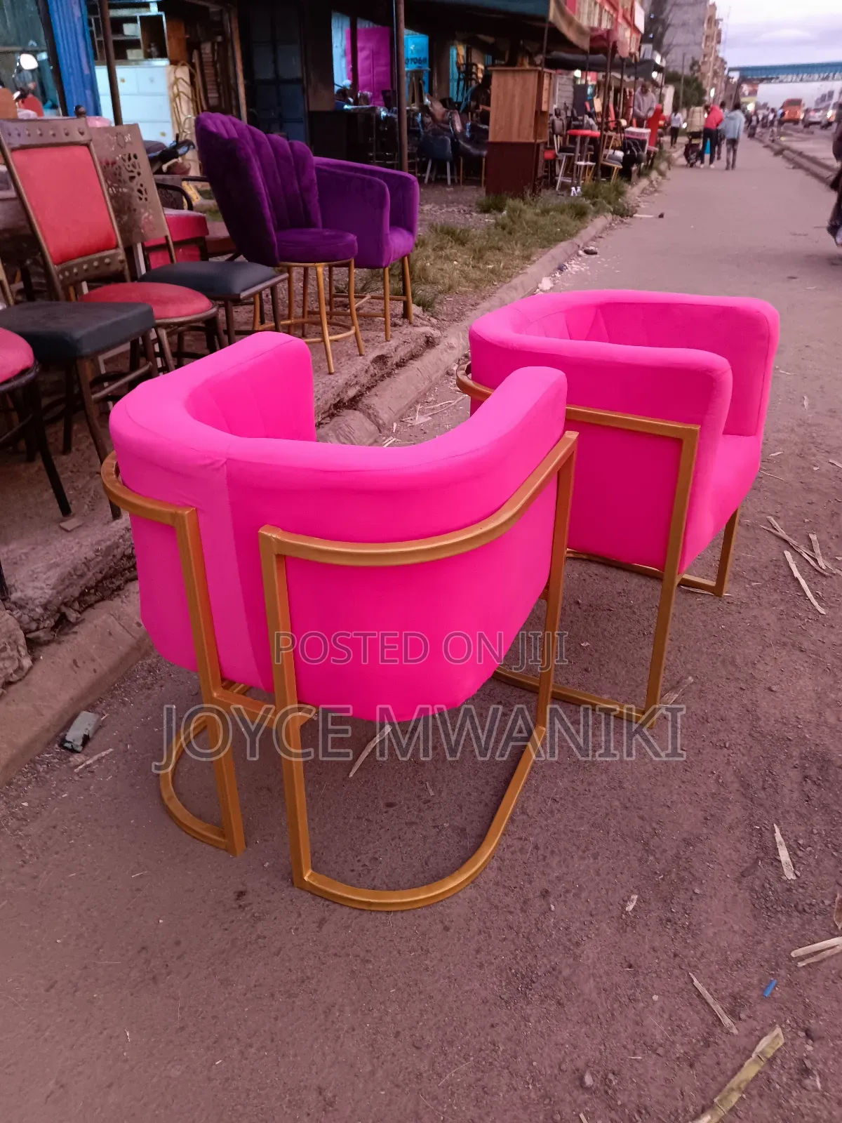 Hot Pink Manicure Seats and Gold Frame 