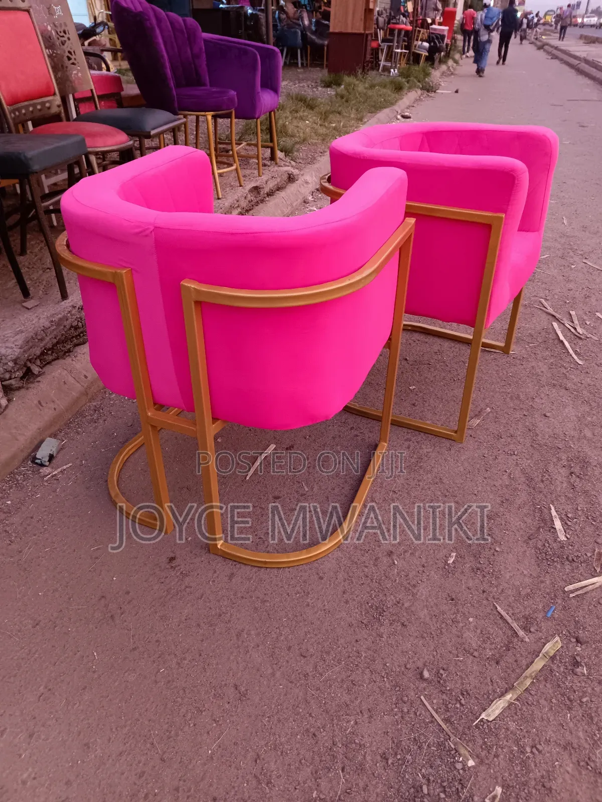 Hot Pink Manicure Seats and Gold Frame 