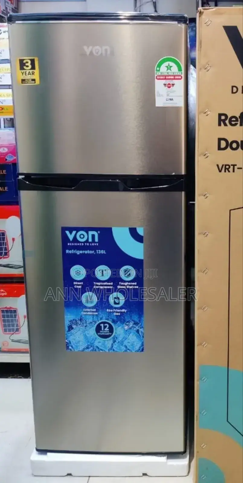 *Von 138litres Double Door Fridge Musdhi/87