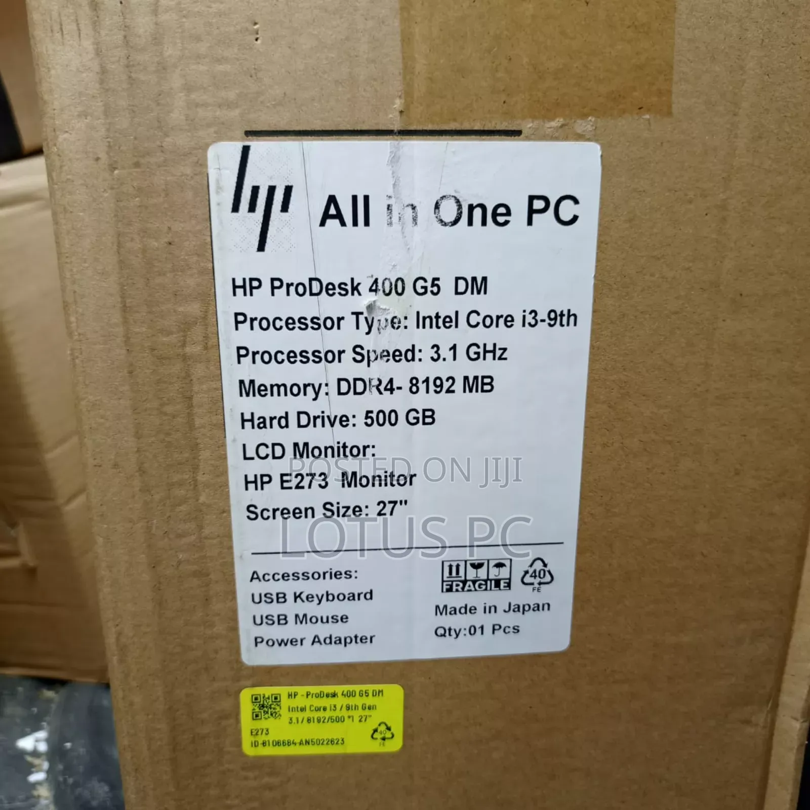 Desktop Computer HP ProDesk 400 G5 8GB Intel Core I3 SSD 256GB