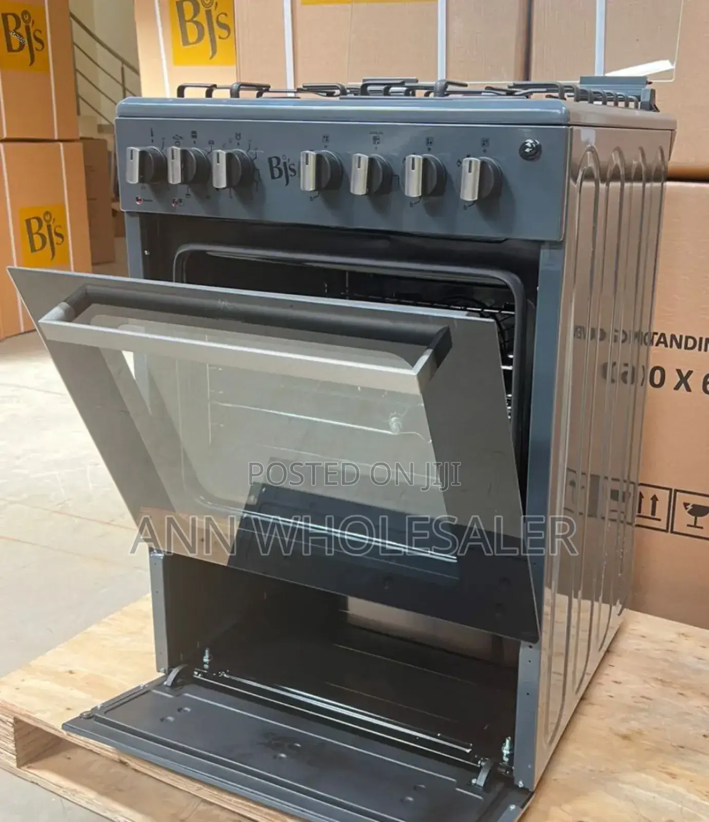 Grey Black BJS 60x60 3-Gas+1 Hot Plate With Turbo-Fan F/8
