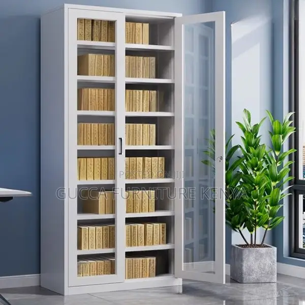 Office Cabinet:2-Glass Door Compact Steel Office Cabinet