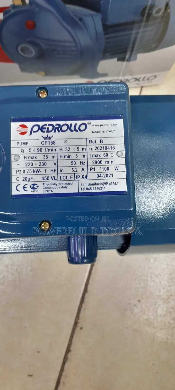 Pedrollo 1hp Booster Pump Centrifugal High-Pressure