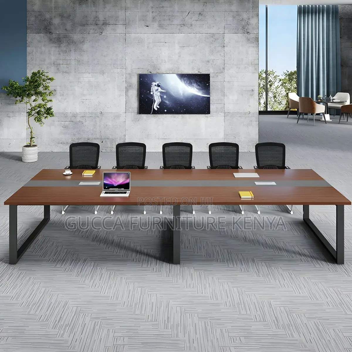 Boardroom Tables:2400mm Refined Brown Wood Conference Table