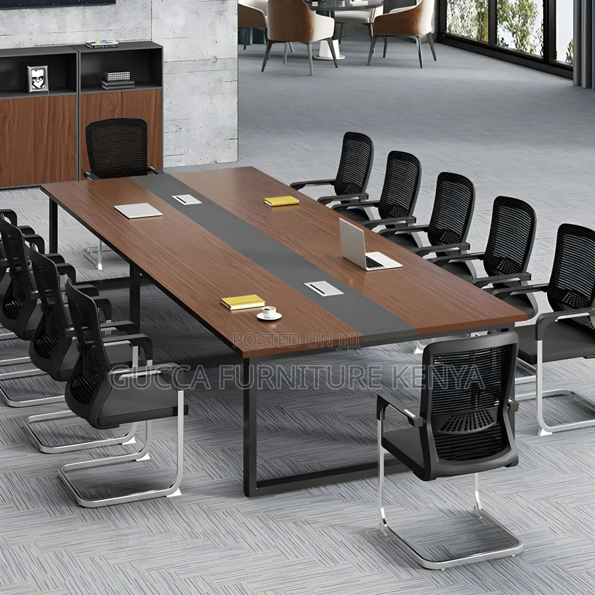 Boardroom Tables:2400mm Refined Brown Wood Conference Table
