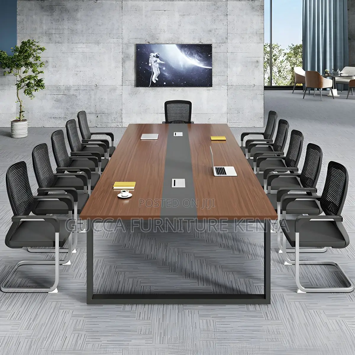 Boardroom Tables:2400mm Refined Brown Wood Conference Table