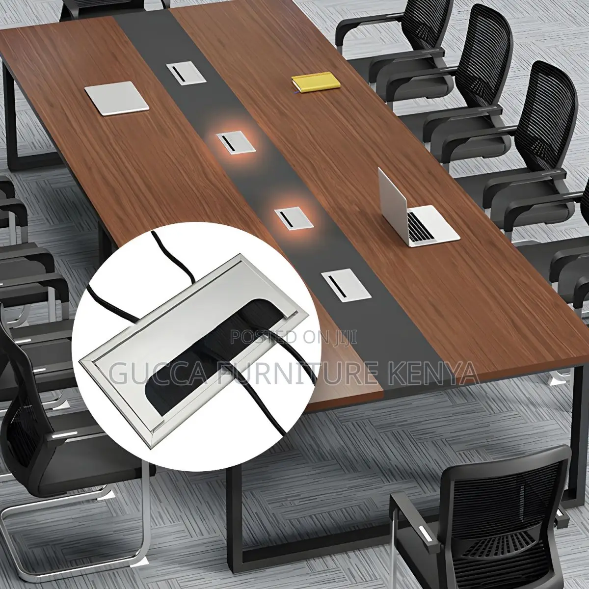 Boardroom Tables:2400mm Refined Brown Wood Conference Table