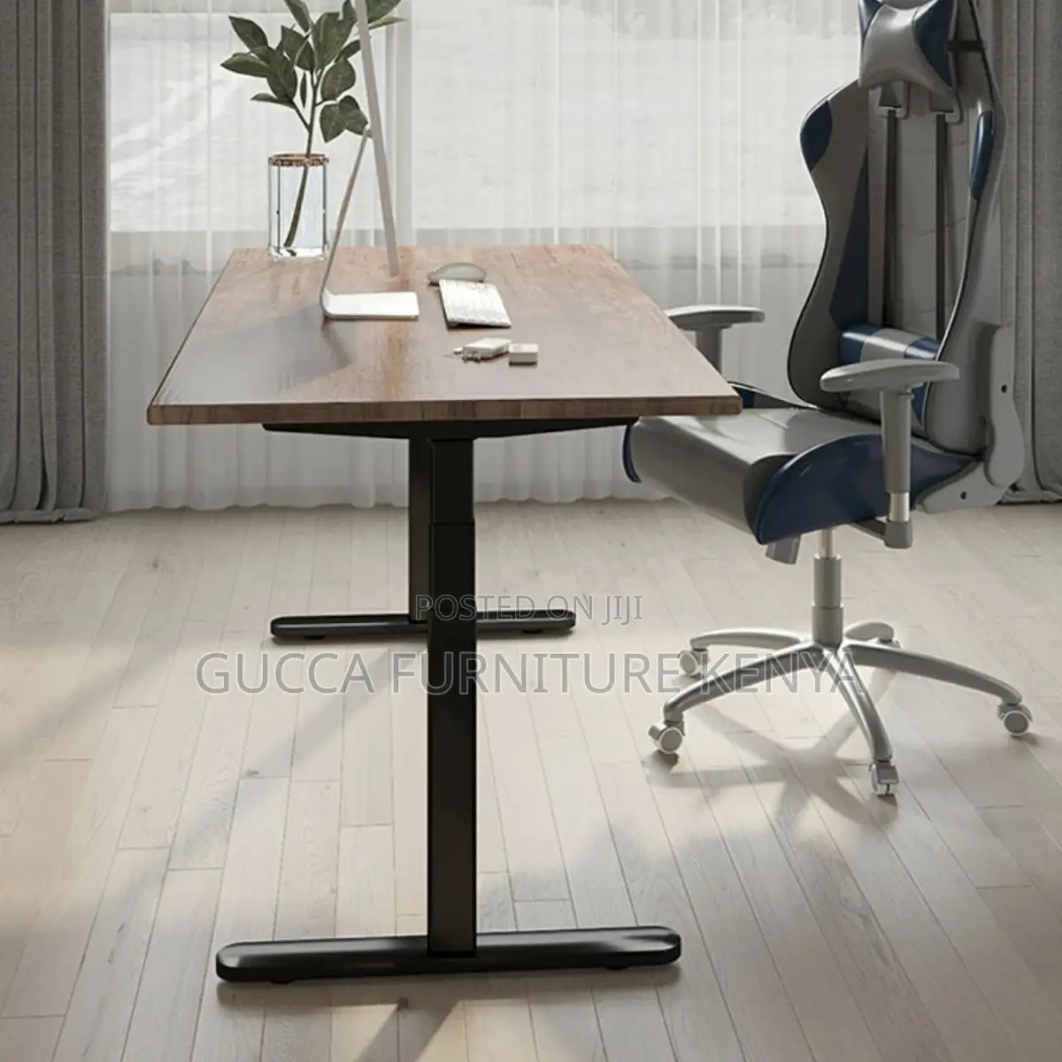 Office Tables:1600mm Elevating Desk With T-Metal Structure