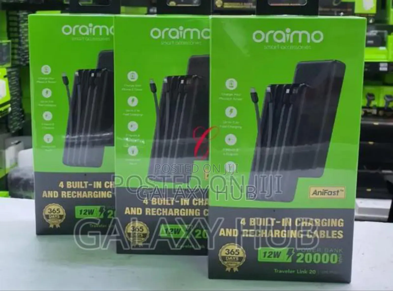 Oraimo 20,000mah Power Bank With 4 Recharging Cables