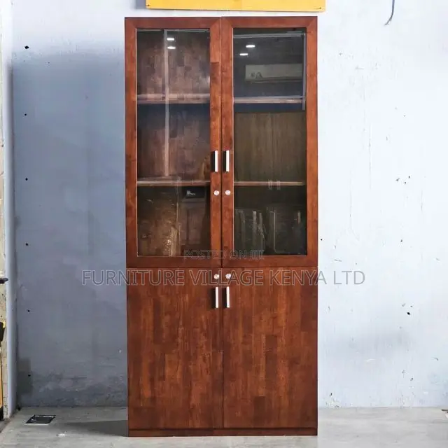 Office Cabinet: 2-Door Secureview Mahogany Storage Unit