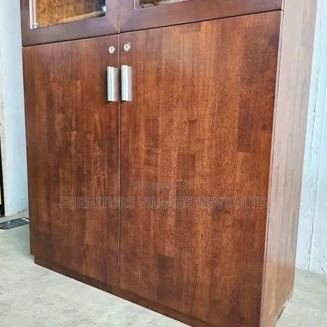 Office Cabinet: 2-Door Secureview Mahogany Storage Unit