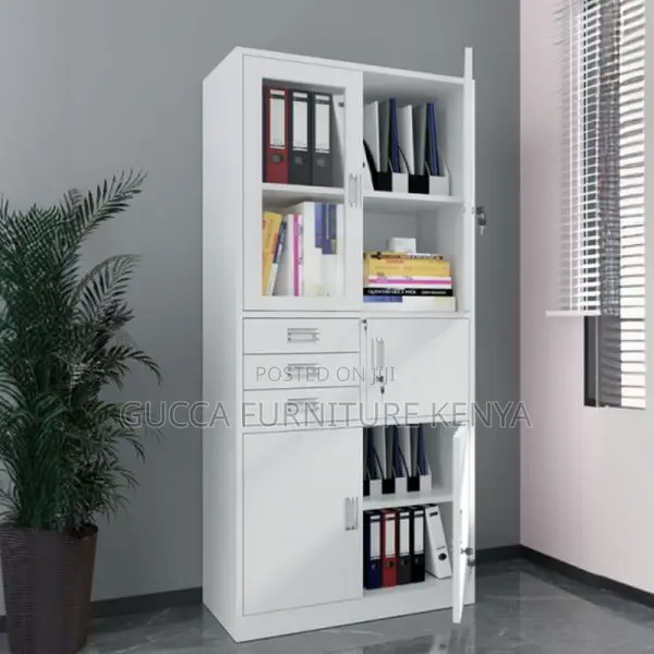 Cabinets:White Steel 2-Wide Supplies Cabinet With Safe
