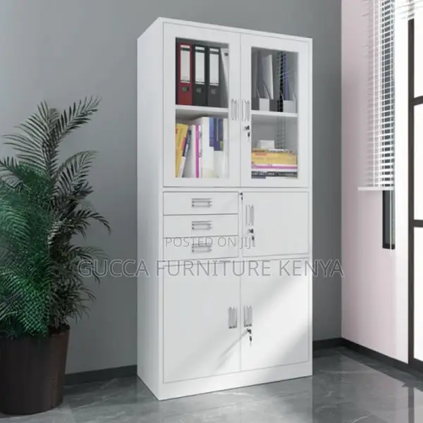 Cabinets:White Steel 2-Wide Supplies Cabinet With Safe
