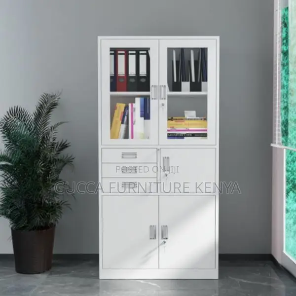 Cabinets:White Steel 2-Wide Supplies Cabinet With Safe