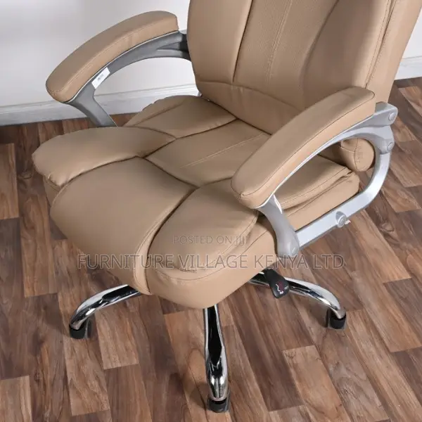 Office Chairs:Prestige Brown Leather Swivel Ergonomic Chair