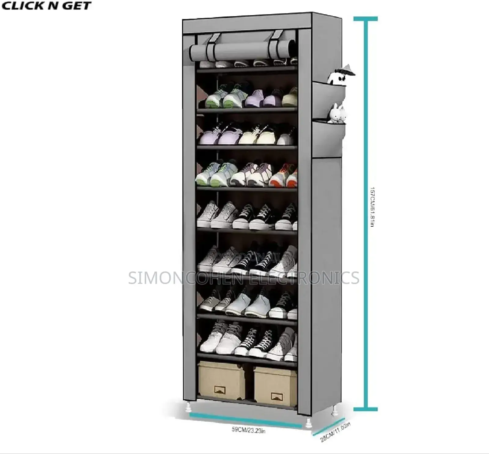 10 Layer Single Row Zipper Shoe Cabinet