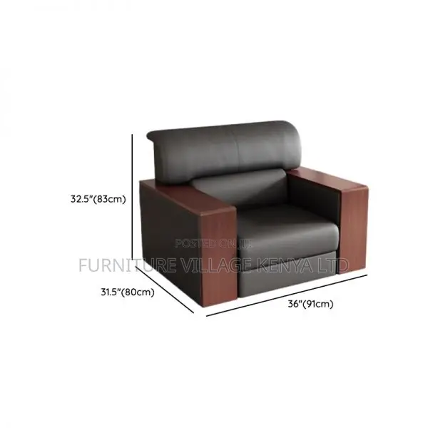 Sofa Set: 5-Seater Sleek Wood-Framed Office Lounge Seating