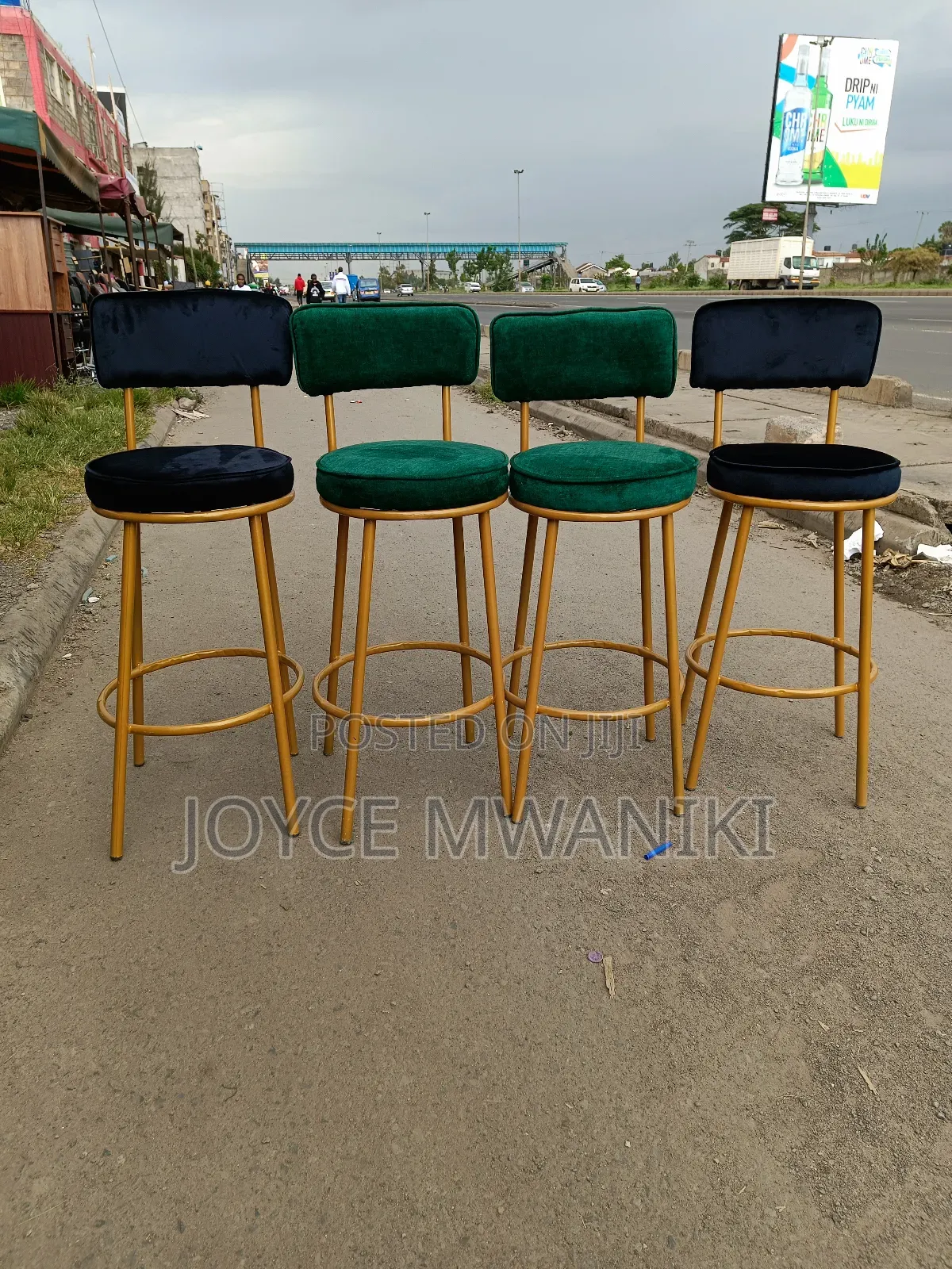 Kitchen Stools or Counter Stools, Black and Green 