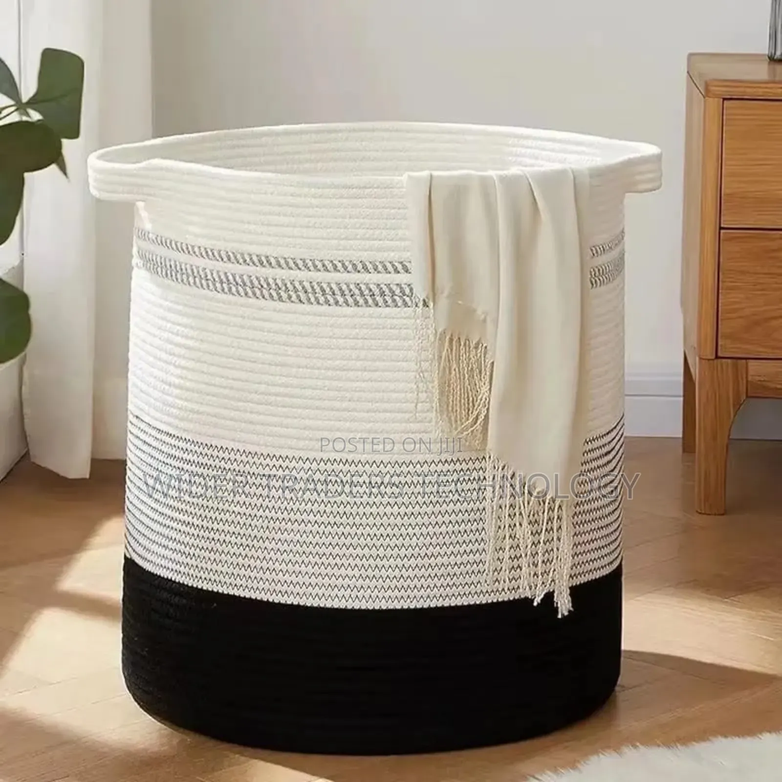 Cotton Rope Basket.
 Height : 45cm
Diameter: 40cm