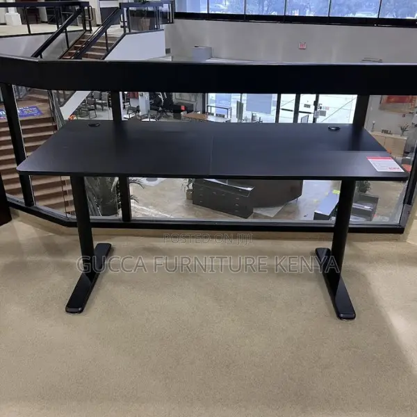 Office Tables: 120cm Natural Steel Sit Stand Desk T-Design