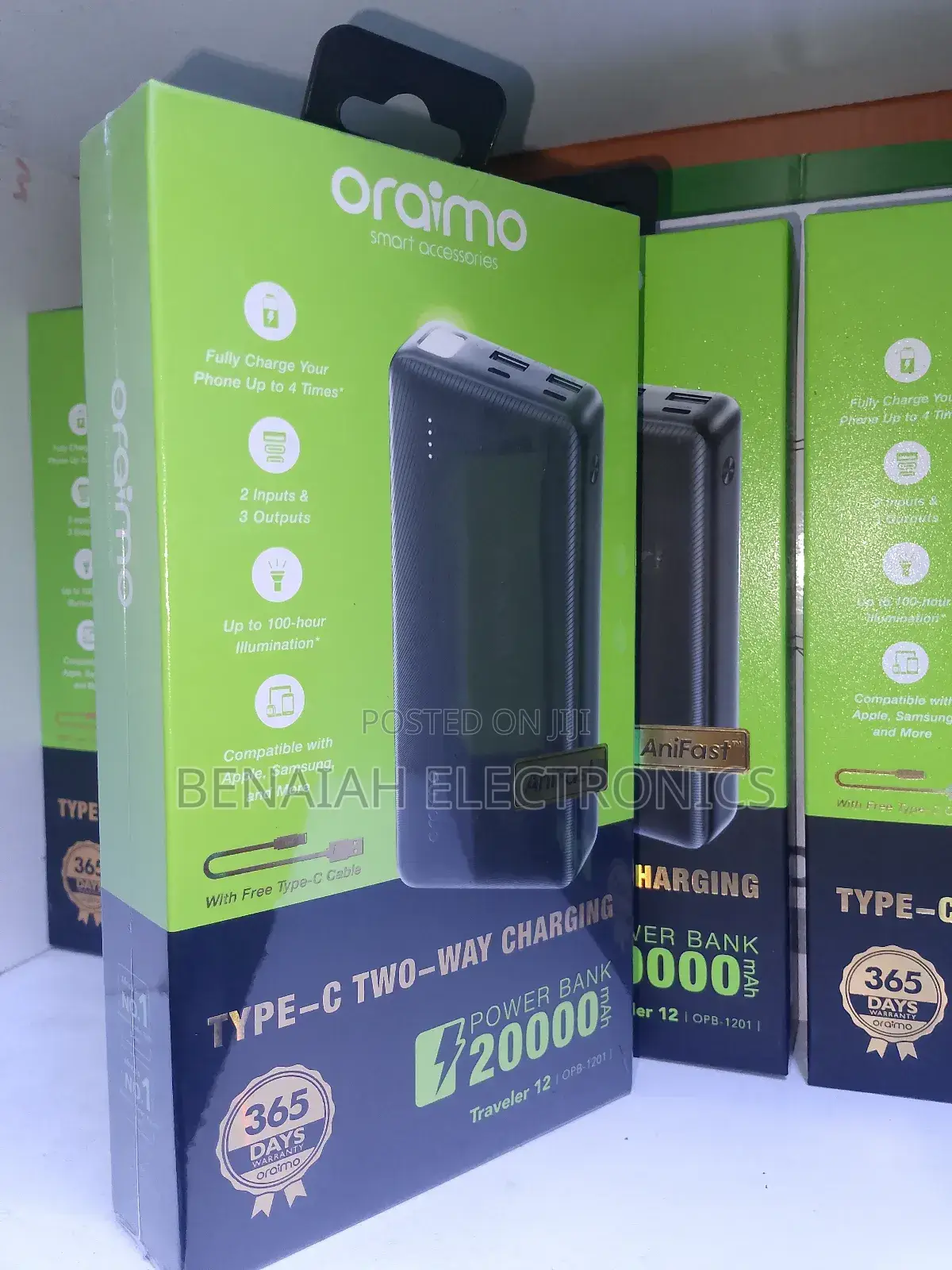 20000 Mah Best Quality Oraimo Powerbank. Free Type C Cable