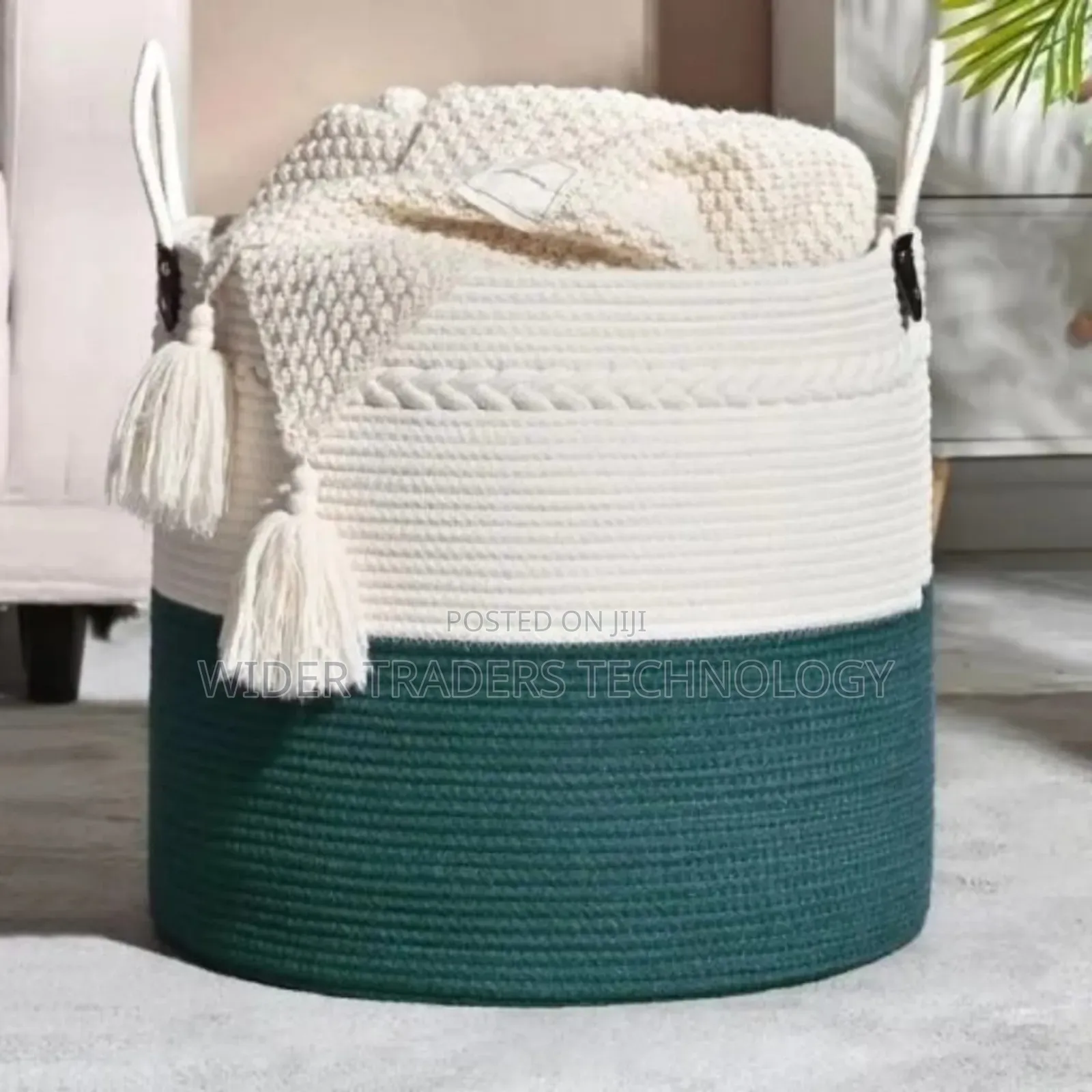 Cotton Rope Basket 
Height : 46cm
Diameter: 38cm